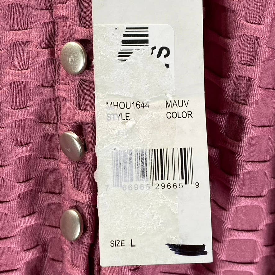 NY COLLECTION Women's Mauve Honeycomb Half-Zip 3/4 Sleeve Henley Top SZ L