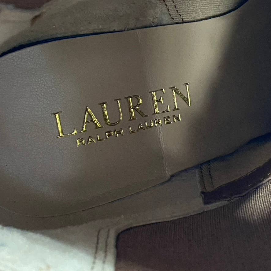LAUREN RALPH LAUREN Women's Cognac Leather Mylah Almond-Toe Boots SZ 7.5