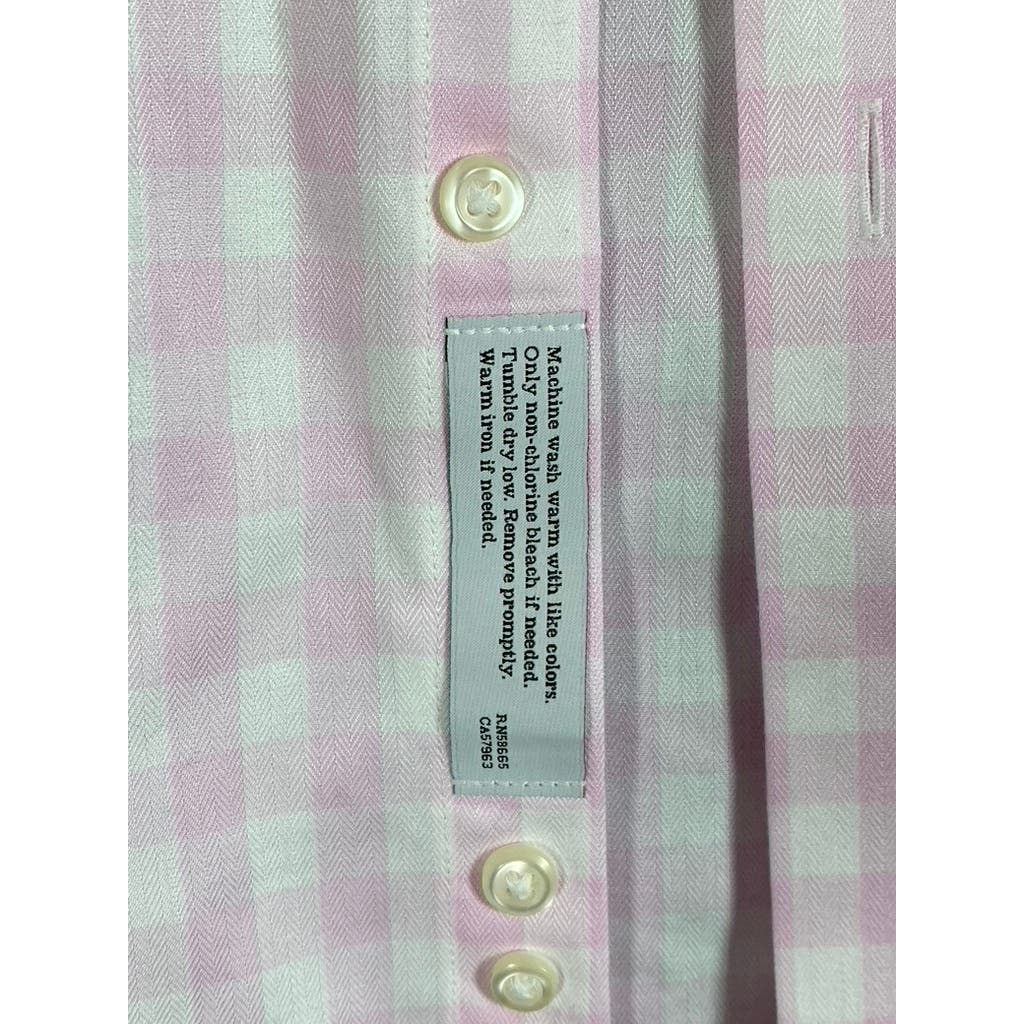 NORDSTROM MEN'S SHOP Men's Pink/White Mini Check Trim-Fit Dress Shirt SZ 17.5