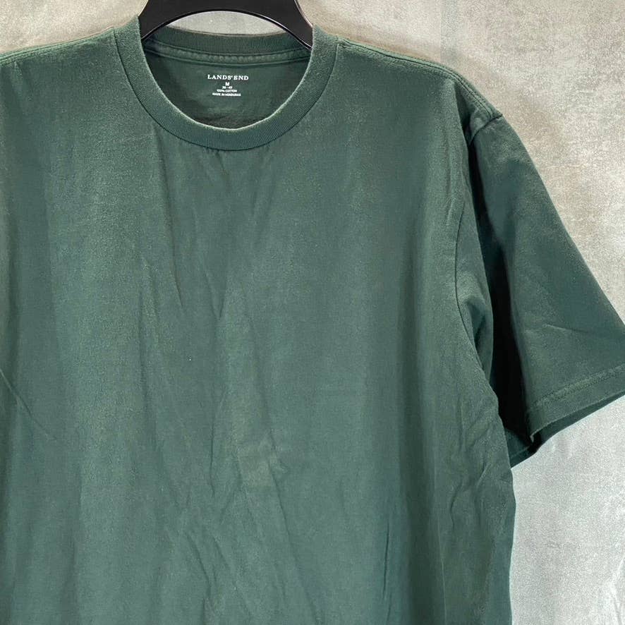 LANDS END Men's Green Crewneck Short-Sleeve Cotton T-Shirt SZ M