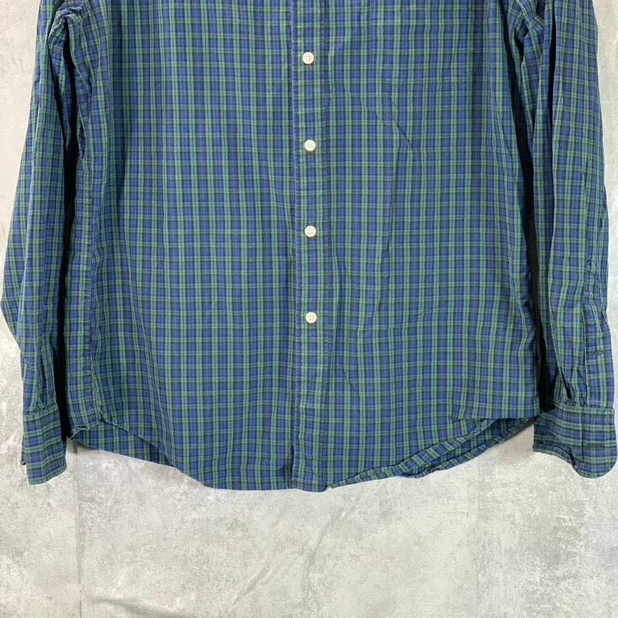 J.CREW Men's Green Secret Wash Cotton Button-Up Long-Sleeve Shirt SZ M
