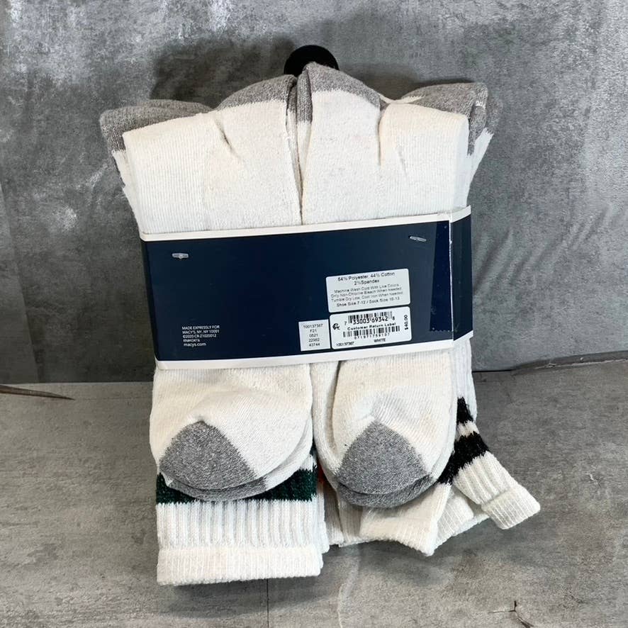 CLUB ROOM Men's White Multi Striped 8-Pack Crew Socks SZ 10-13