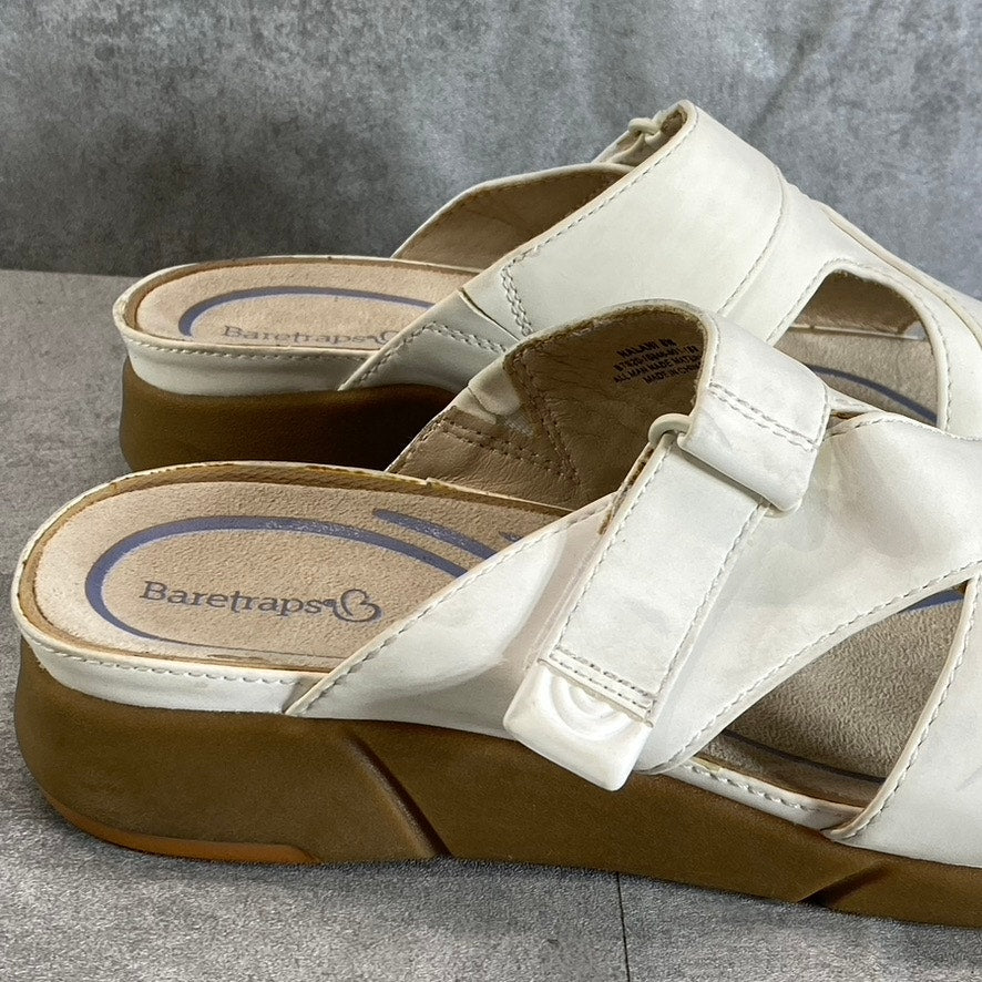 BARETRAPS Women's White Nalani Slip-Resistant Round-Toe Toe-Loop Slide Sandals