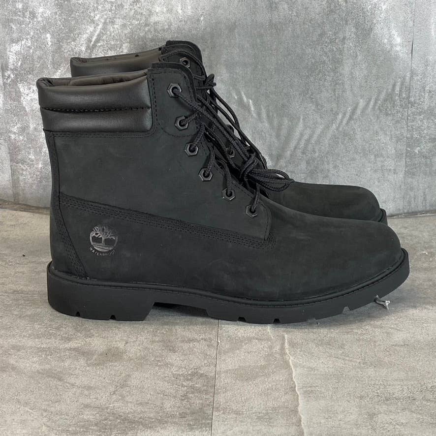 TIMBERLAND Women's Black Nubuck Linden Woods 6" Waterproof Lace-Up Boots SZ 11