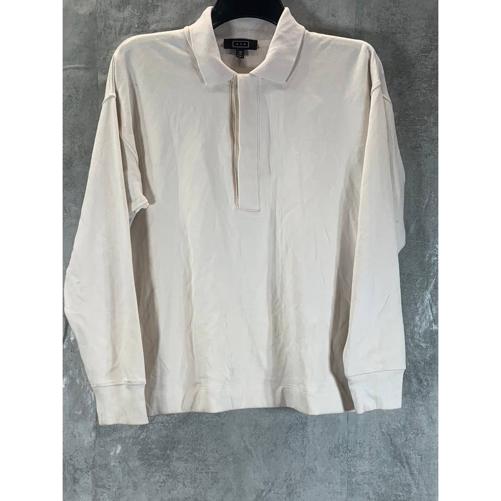 AYR Women's Cream The Cool Long-Sleeve Polo Shirt SZ S