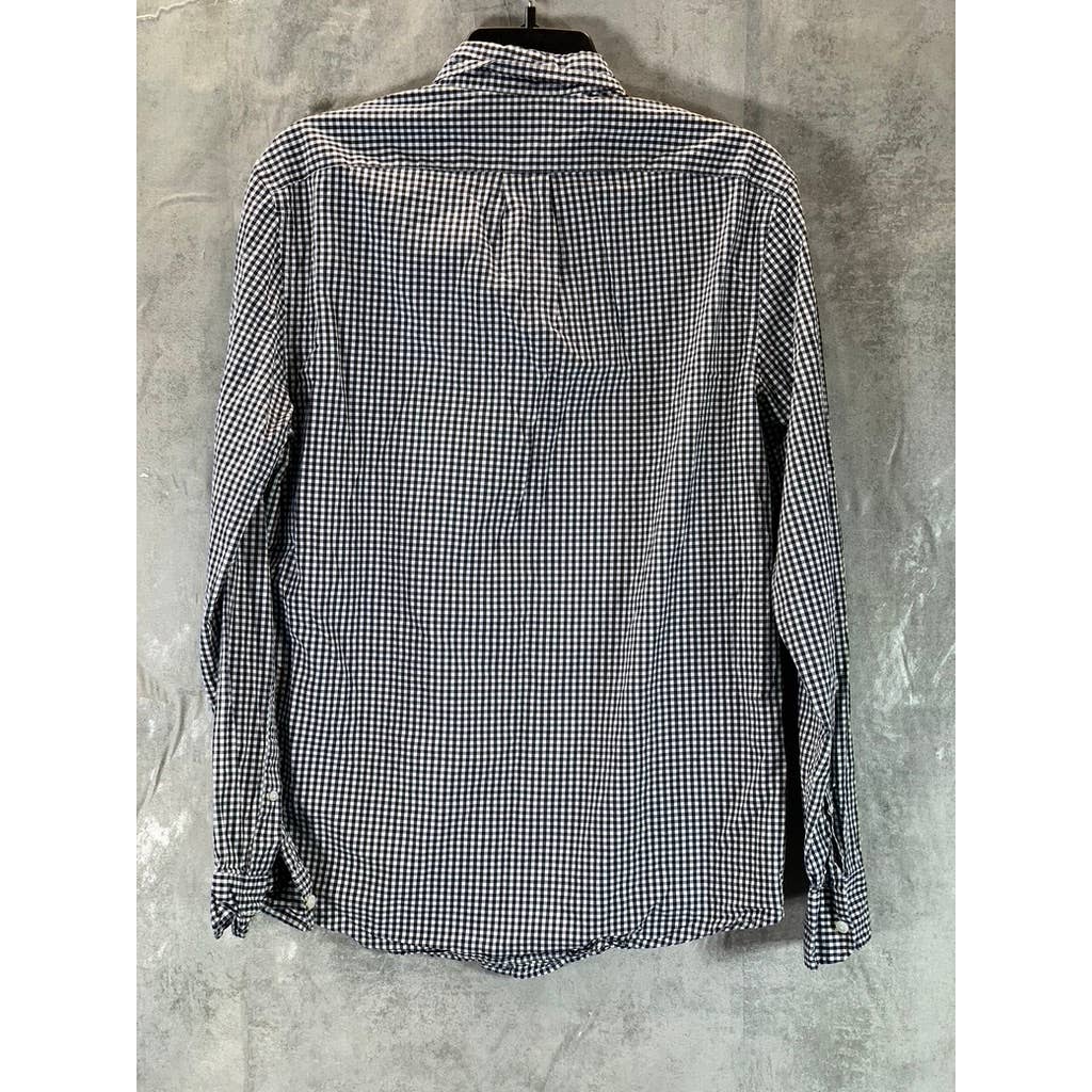 J.CREW Men's Black/White Gingham Classic-Fit Stretch Button-Up Shirt SZ M