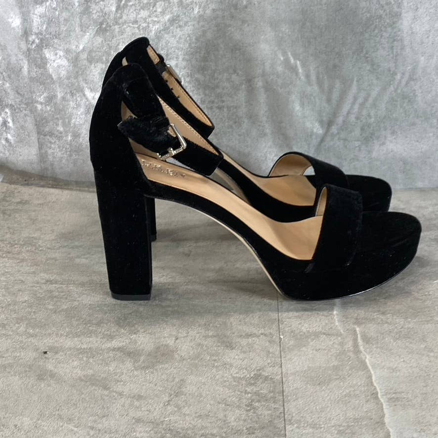 LAUREN RALPH LAUREN Women's Black Faux Suede Sylvia Ankle-Strap Sandals SZ 8.5