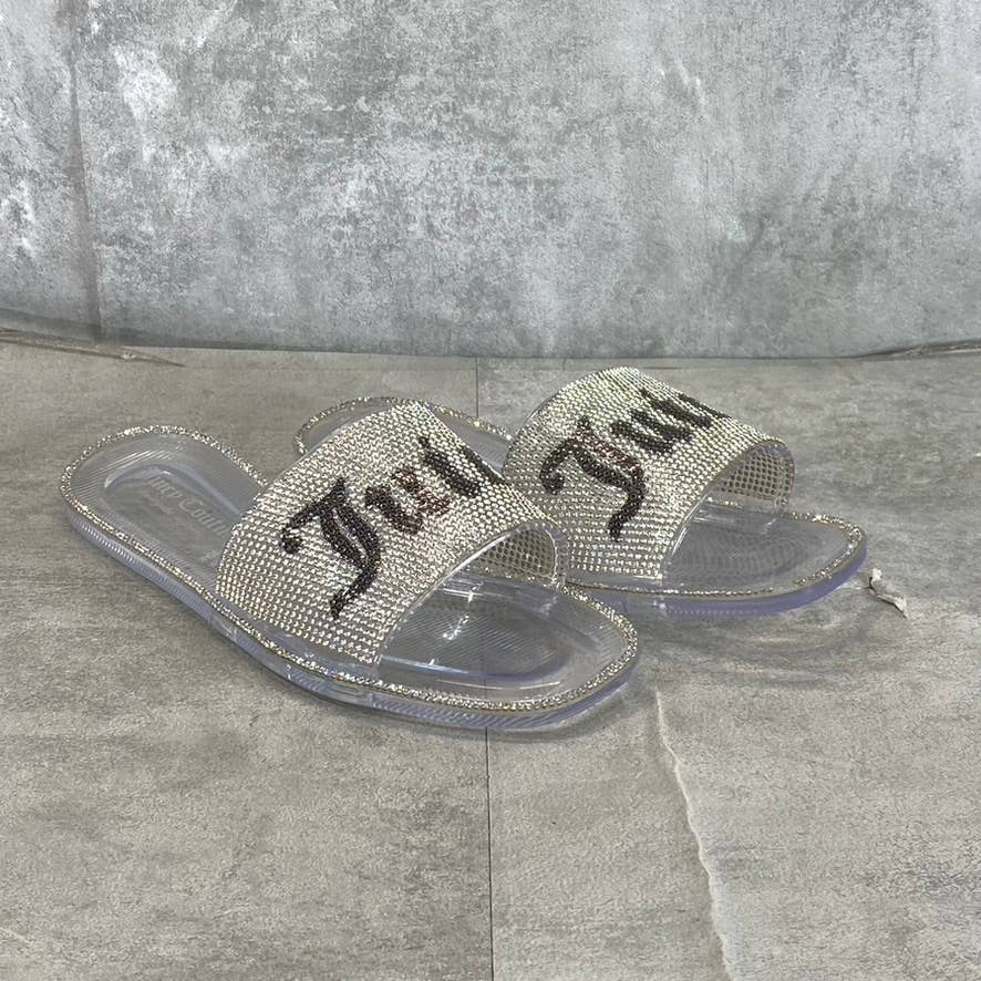 JUICY COUTURE Women's Clear Hylton Rhinestone Embellished Slide Jelly Sandal SZ7