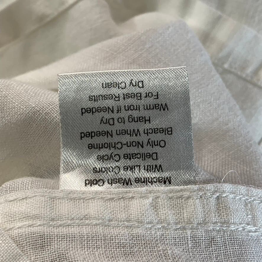 PRONTO UOMO Men's White Regular-Fit Button-Up Short Sleeve Linen Shirt SZ XL