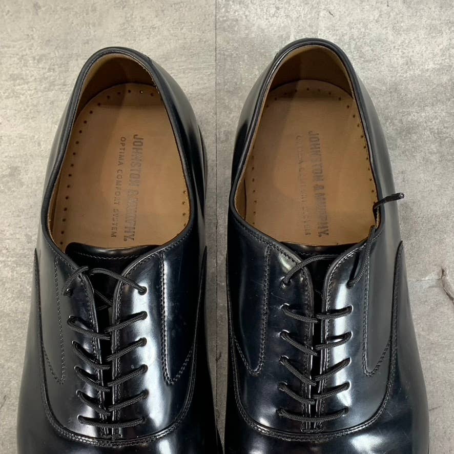 JOHNSTON & MURPHY Men's Black Calfskin Melton Cap-Toe Lace-Up Oxfords SZ 11