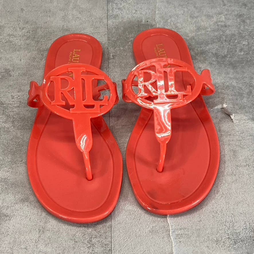 LAUREN RALPH LAUREN Women's Hayannis Port Orange Audrie Jelly Thong Sandals SZ8B