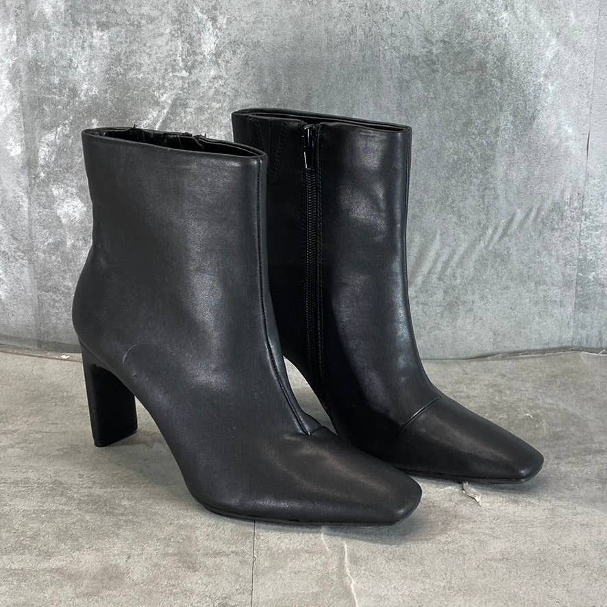 ALFANI Step N' Flex Women's Black Faux-Leather Terrie Side-Zip Booties SZ 7.5