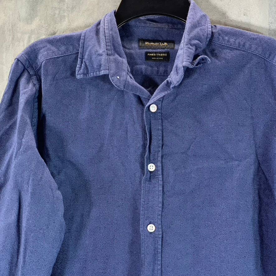 MASSIMO DUTTI Men's Navy Regular-Fit Button-Up Long Sleeve Shirt SZ M