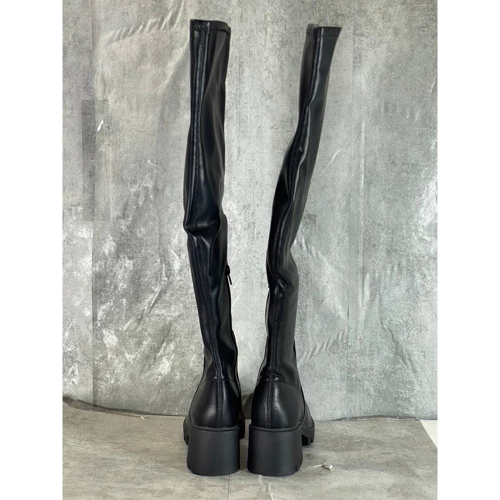 DV By DOLCE VITA Women's Black Nitro Over-The-Knee Lug-Sole Block-Heel Boots SZ8