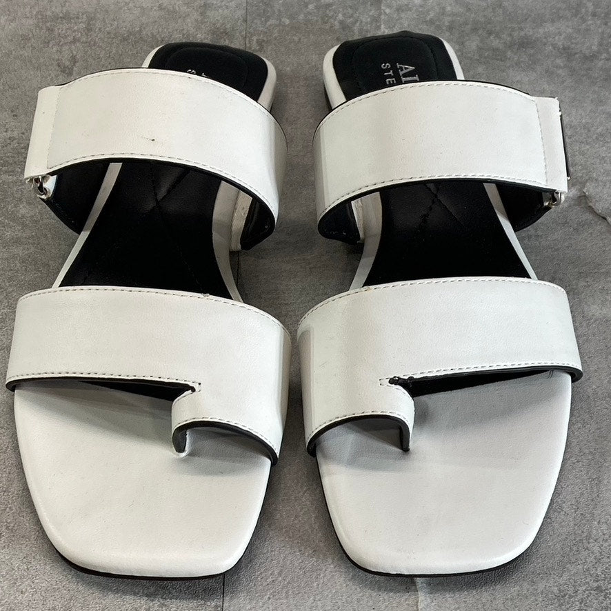ALFANI Step N' Flex Women's White Baclinii Toe-Loop Cushioned Flat Slide Sandals