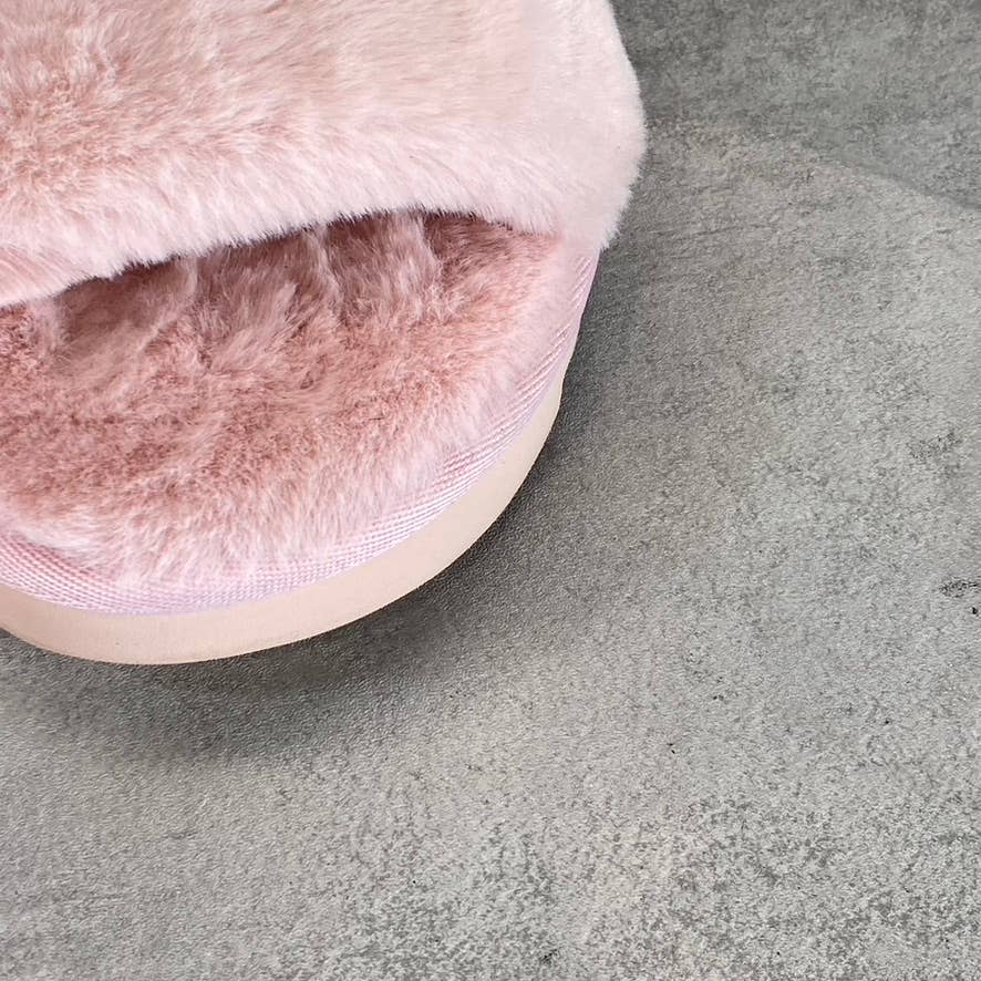 KOOLABURRA By UGG Women's Pale Blush Faux-Fur Furr-Ah Buckle Slide Slippers SZ 8