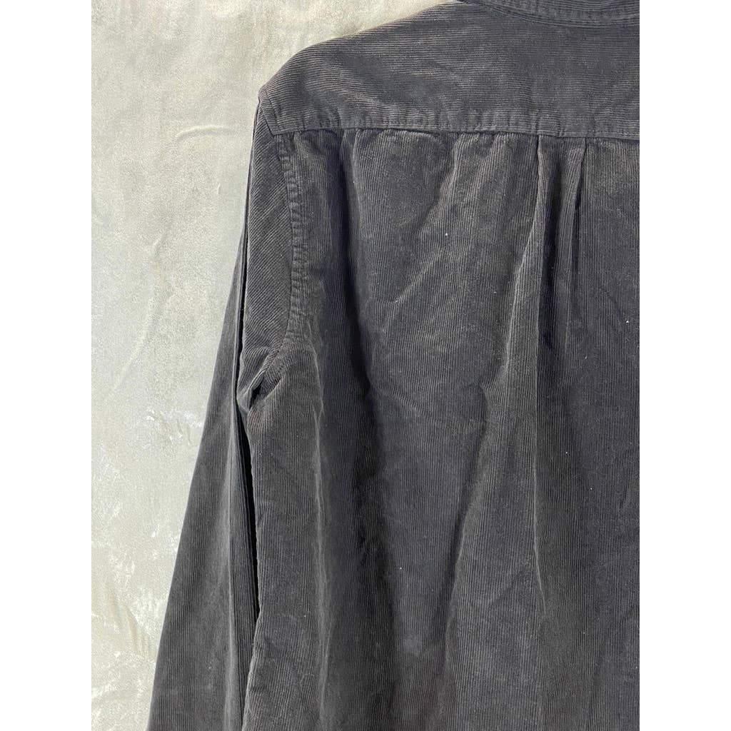 MADEWELL Men's Black Coal Perfect Fit Corduroy Button-Up Long-Sleeve Shirt SZ M