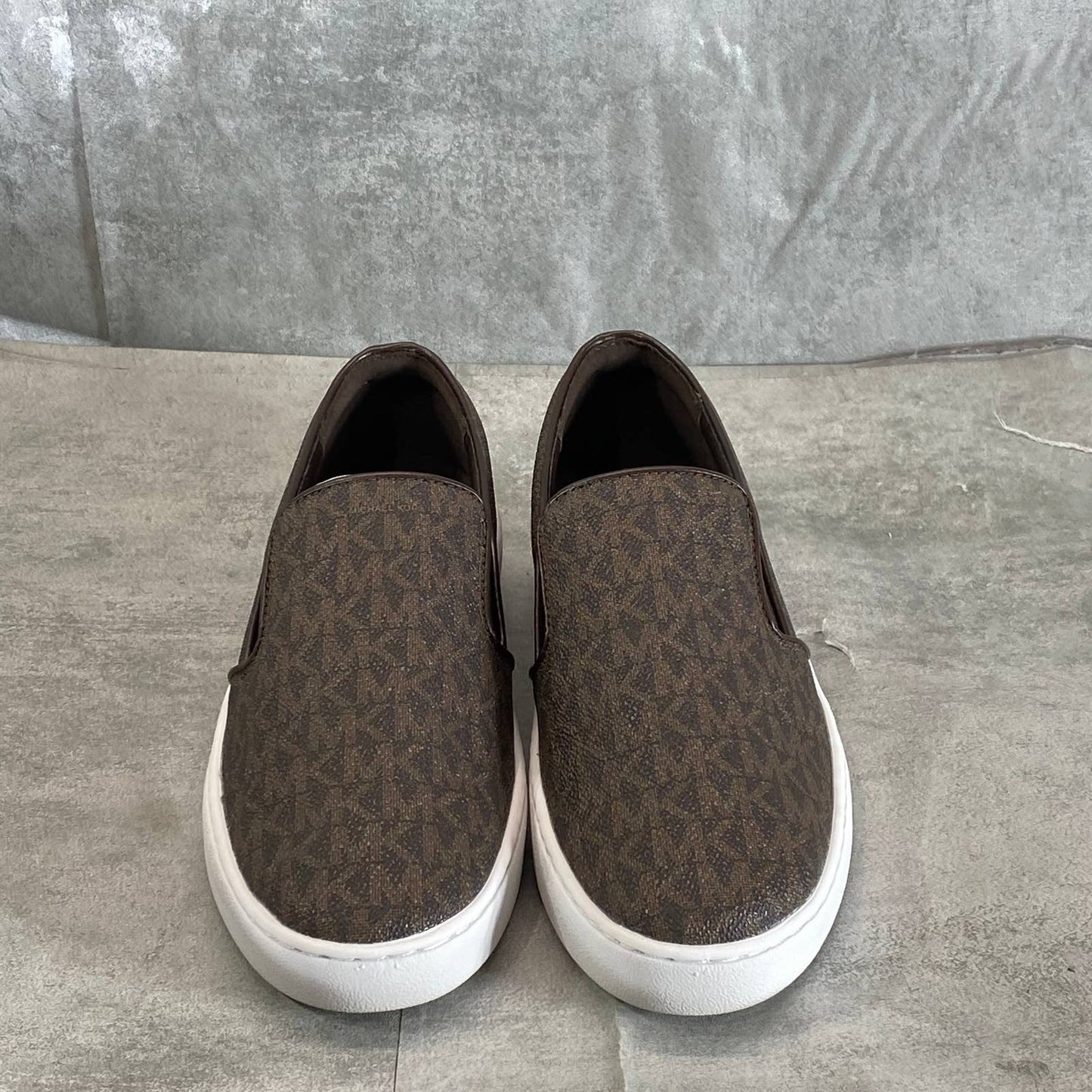 MICHAEL MICHAEL KORS Women's Brown Signature Logo Keaton Slip-On Sneakers SZ 7