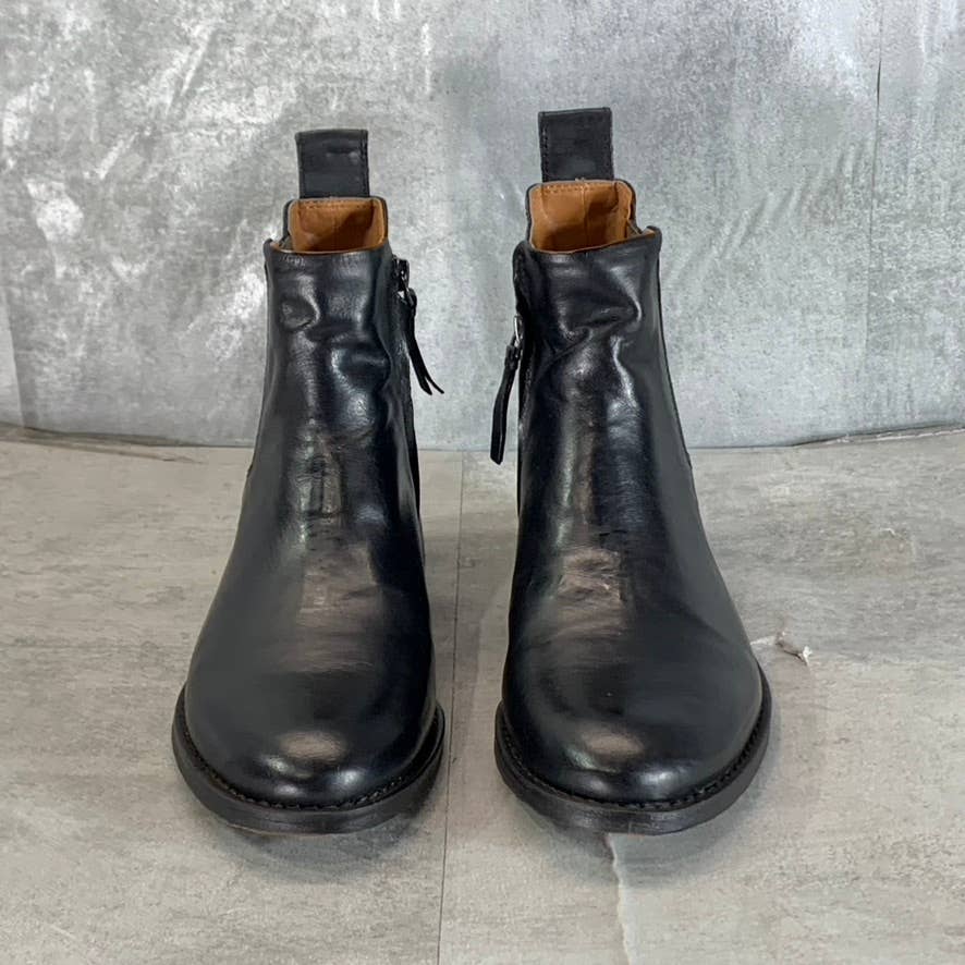 FRANCO SARTO Women's Black Leather Linc Side-Zip Almond-Toe Booties SZ 8.5