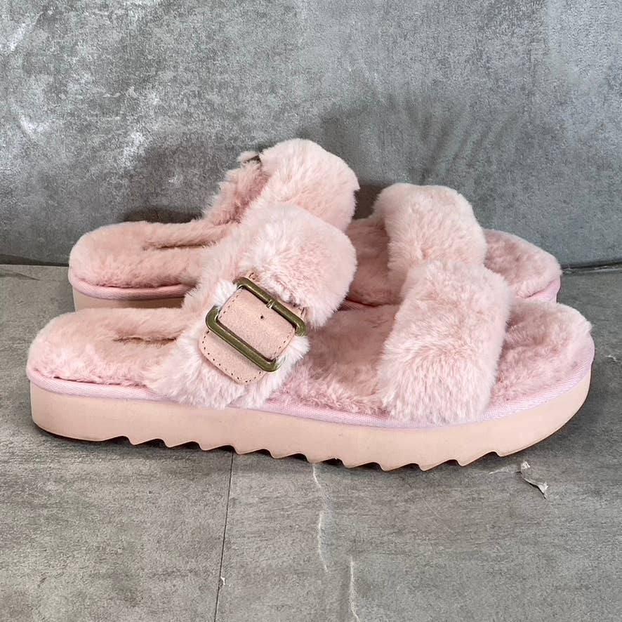 KOOLABURRA By UGG Women's Pale Blush Faux-Fur Furr-Ah Buckle Slide Slippers SZ 8