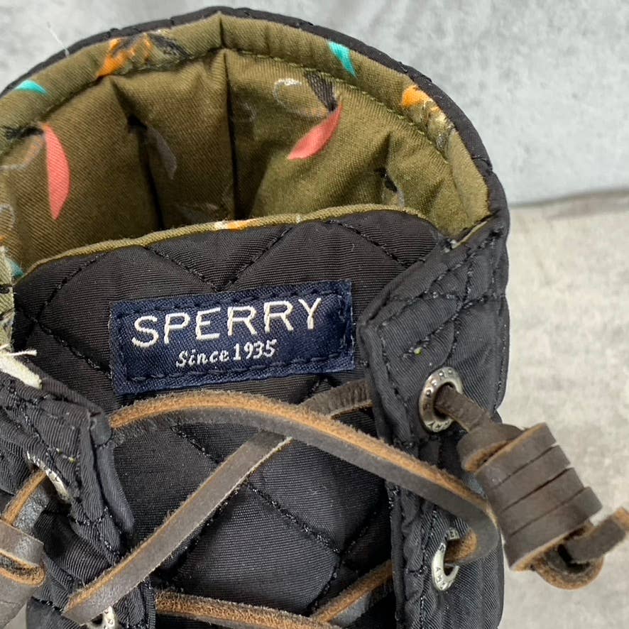 SPERRY Women's Black Saltwater Quilted Lace-Up Waterproof Duck Boots SZ 8
