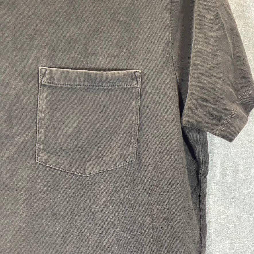 MADEWELL Men's Black Coal Garment-Dyed Crewneck Pocket Short-Sleeve T-Shirt SZXS