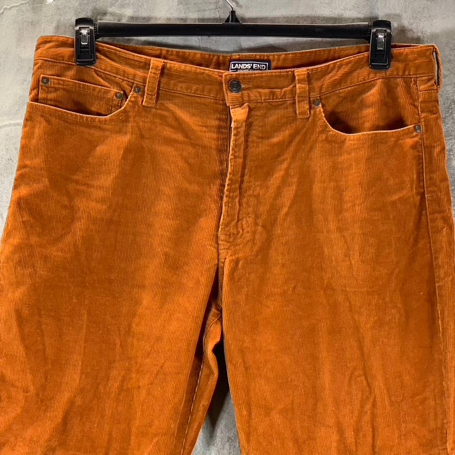LANDS' END Men's Rust Traditional-Fit Comfort-Waist Corduroy Pants SZ 38