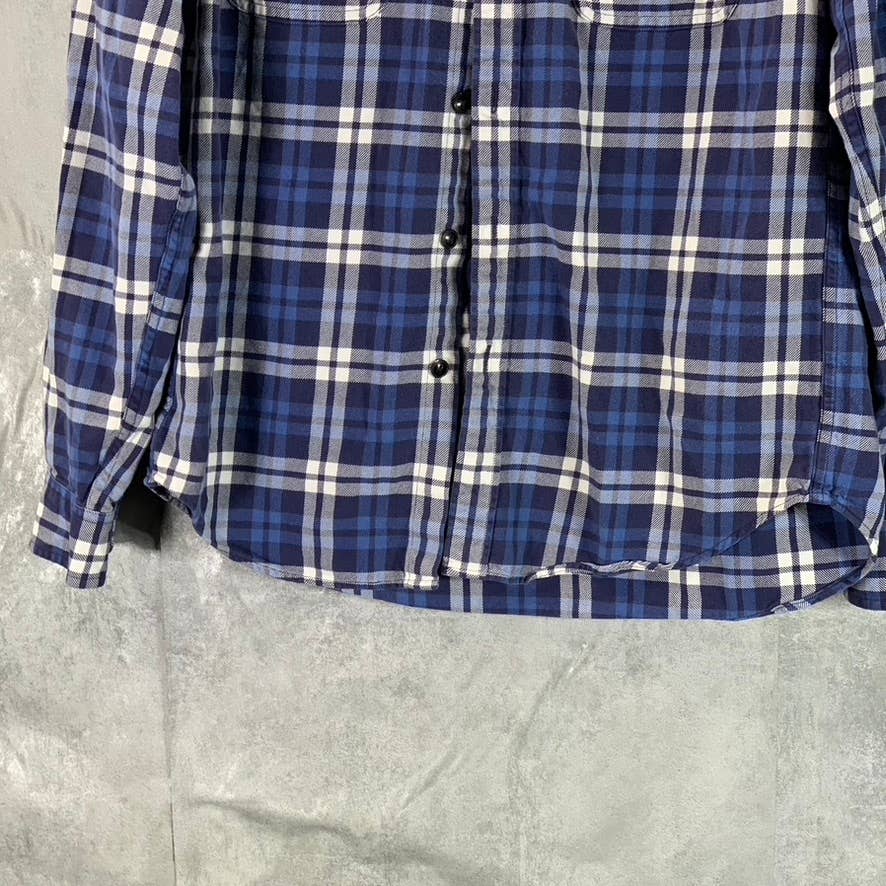 J.CREW Men's Blue Plaid Button-Up Long-Sleeve Shirt SZ M