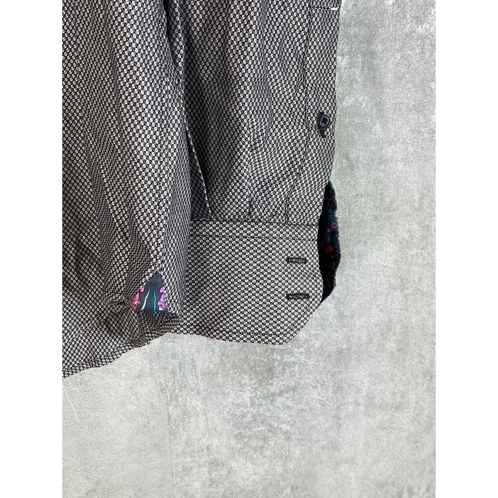 ROBERT GRAHAM Men's Black Printed Button-Up Long Sleeve Shirt SZ 16
