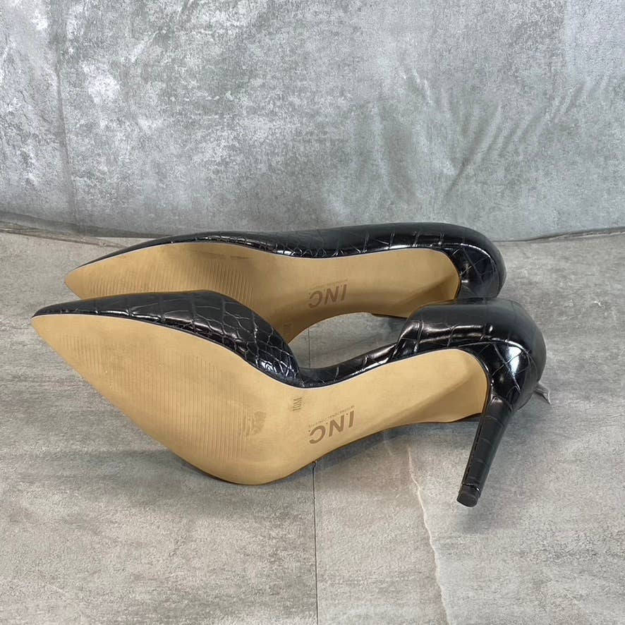 INC INTERNATIONAL CONCEPTS Women's Black Croc Pointed-Toe D'Orsay Pumps SZ 10