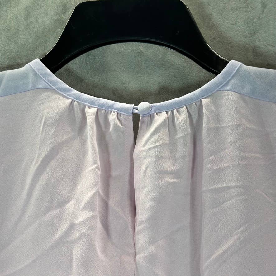 ALFANI Women's Lilac Color-Block Shoulder Short-Sleeve Top SZ XS