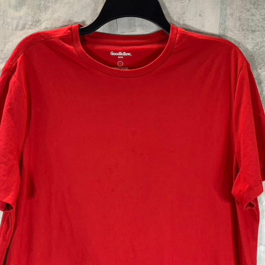 GOODFELLOW & CO Men's Red Crewneck Standard Fit Short-Sleeve T-Shirt SZ L