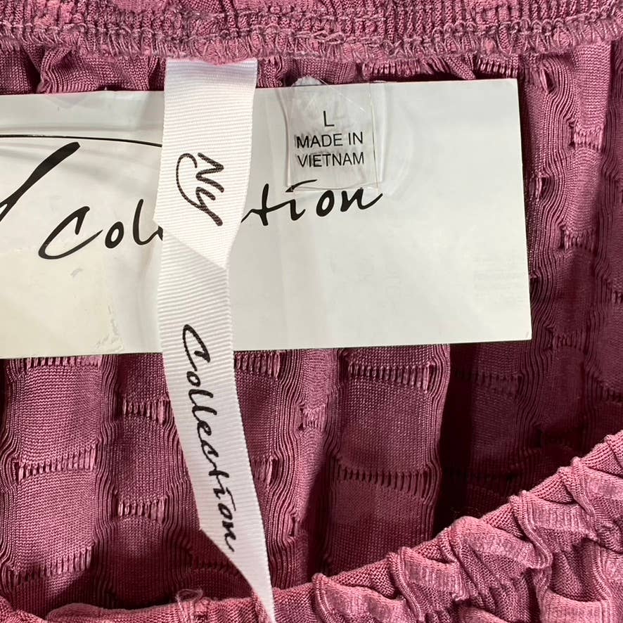 NY COLLECTION Women's Mauve Honeycomb Half-Zip 3/4 Sleeve Henley Top SZ L