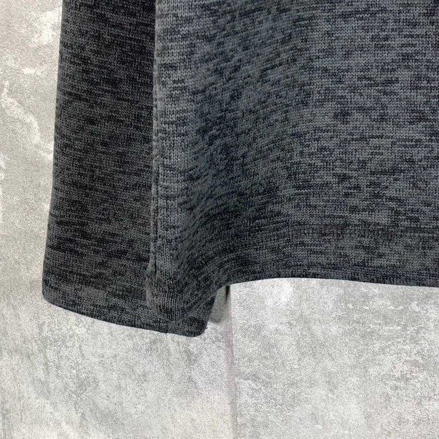 LANDS' END Men's Charcoal Heather Quarter-Zip Fleece Pullover Sweater SZ L