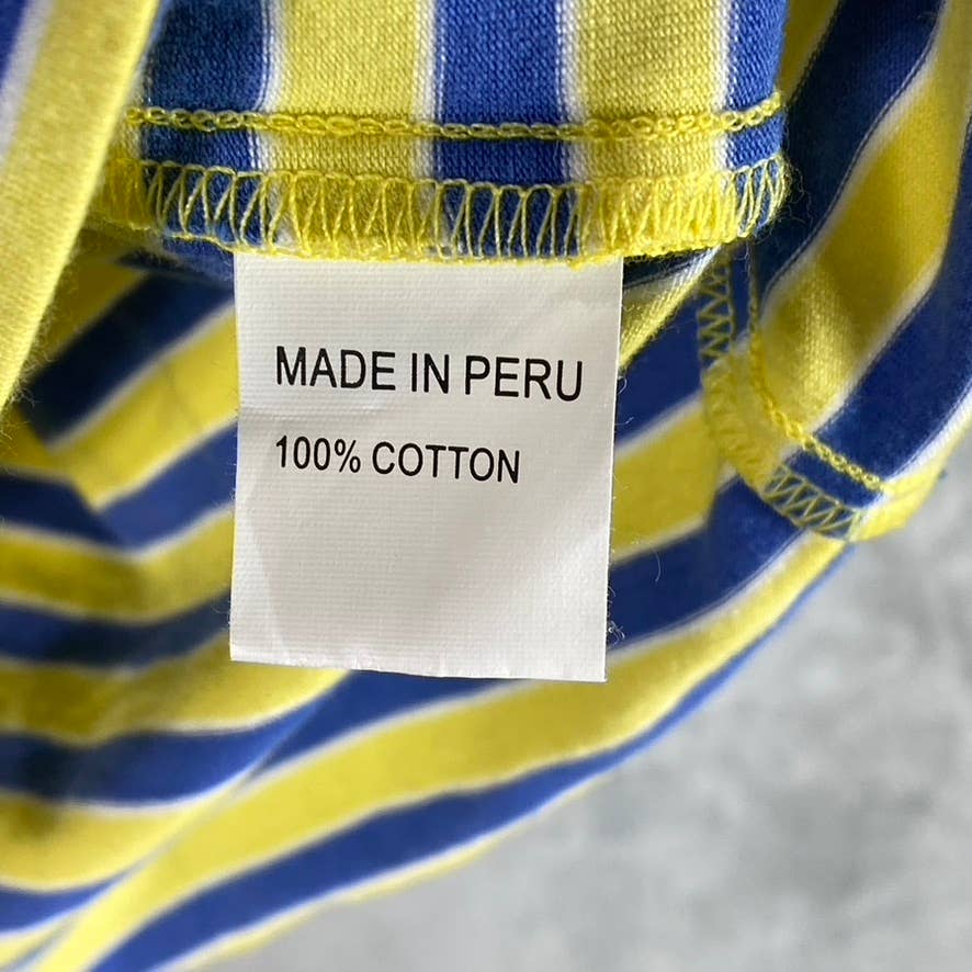 SAKS FIFTH AVENUE Men's Yellow/Blue Crewneck Cotton Short-Sleeve T-Shirt SZ L