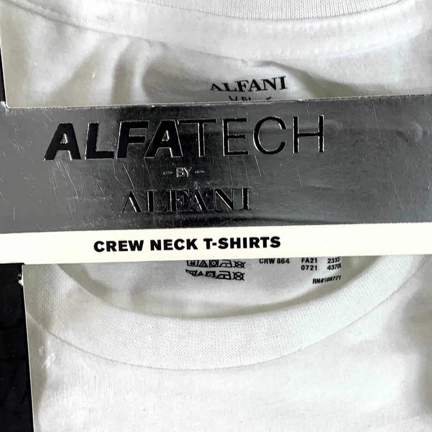 ALFANI Alfa-Tech Men's Solid White 5-Pack Crewneck Short-Sleeve T-Shirts SZ L