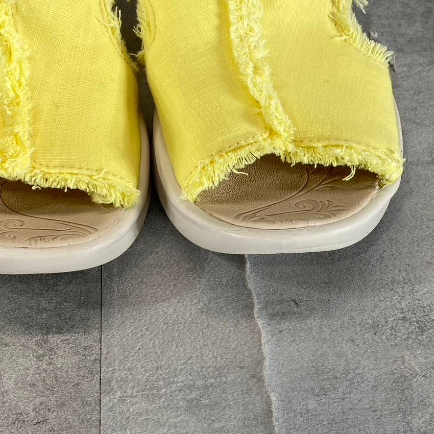 BZEES Women's Yellow Serendipity Washable Open-Toe Slide Wedge Sandals SZ 7.5