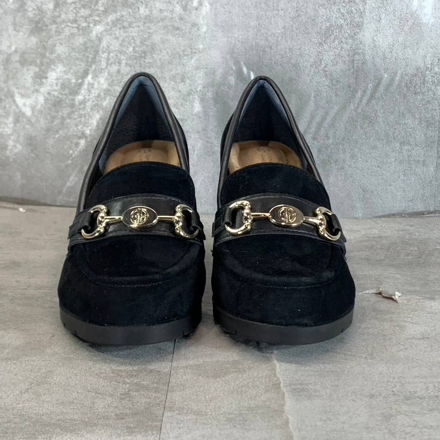 GIANI BERNINI Women's Black Suede Porshaa Round-Toe Loafer Dress Pumps SZ 6.5