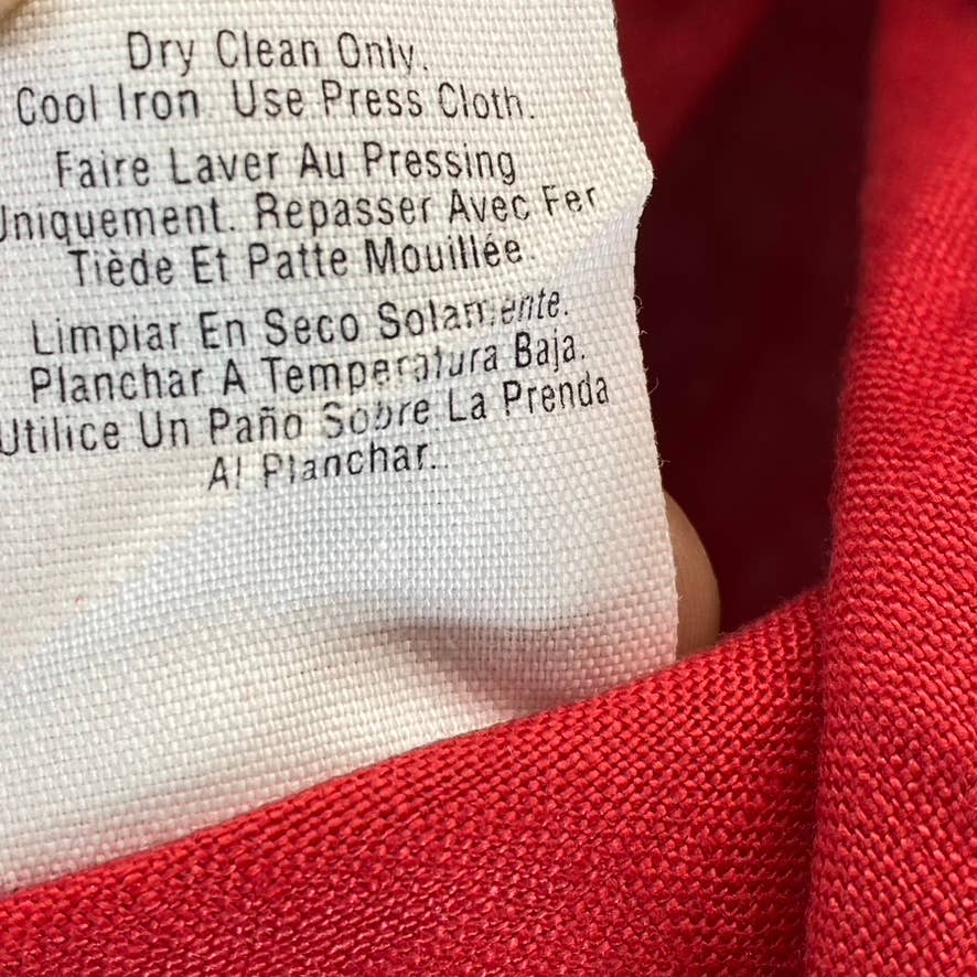 DKNY Men's Red Linen Woven Button-Up Short-Sleeve Shirt SZ M
