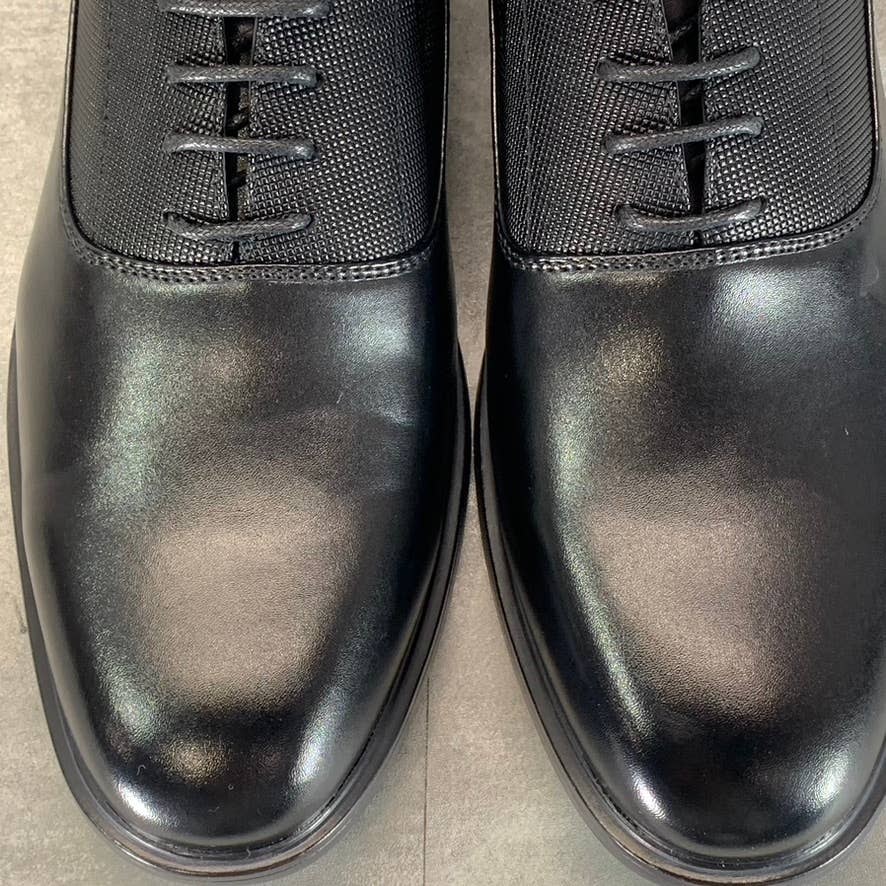 VANCE CO. Men's Black Faux Leather Vincent Plain Toe Lace-Up Oxfords SZ 8