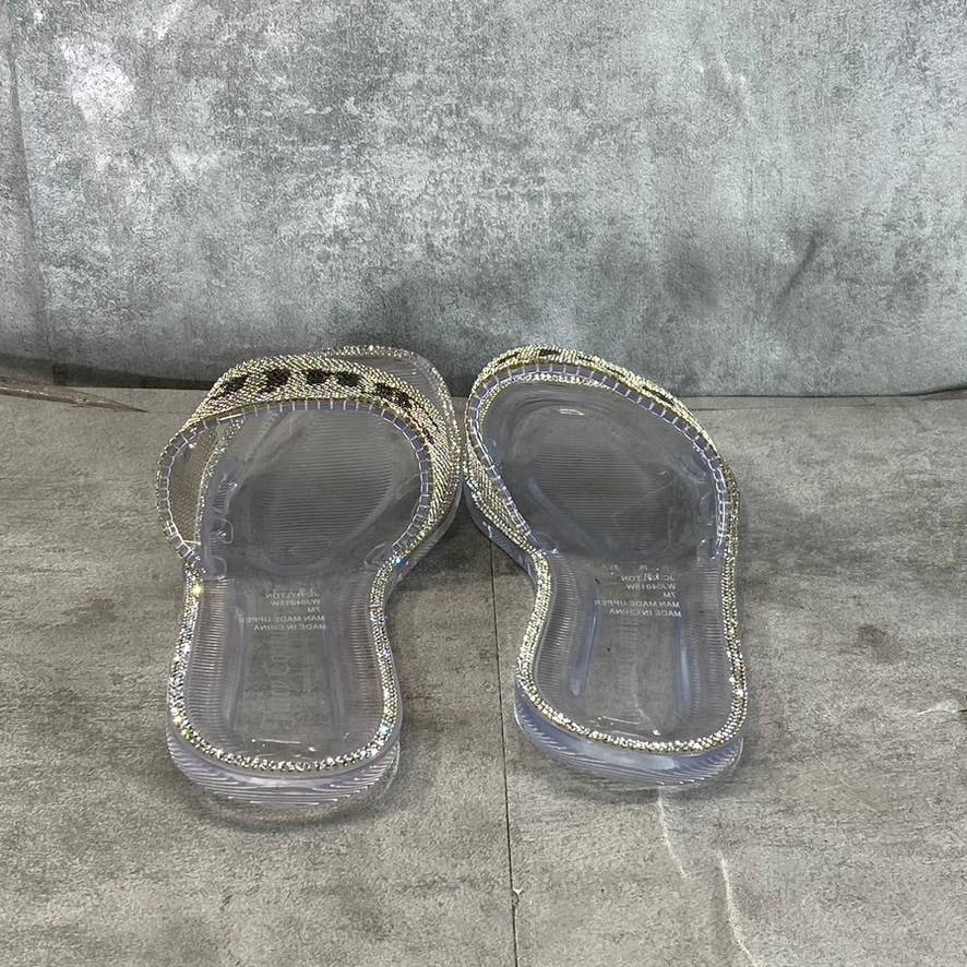 JUICY COUTURE Women's Clear Hylton Rhinestone Embellished Slide Jelly Sandal SZ7