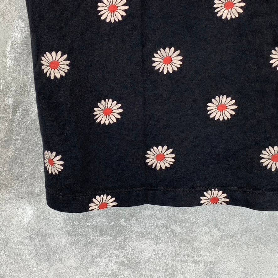ZARA MAN Men's Black Daisy Print Crewneck Short-Sleeve T-Shirt SZ L