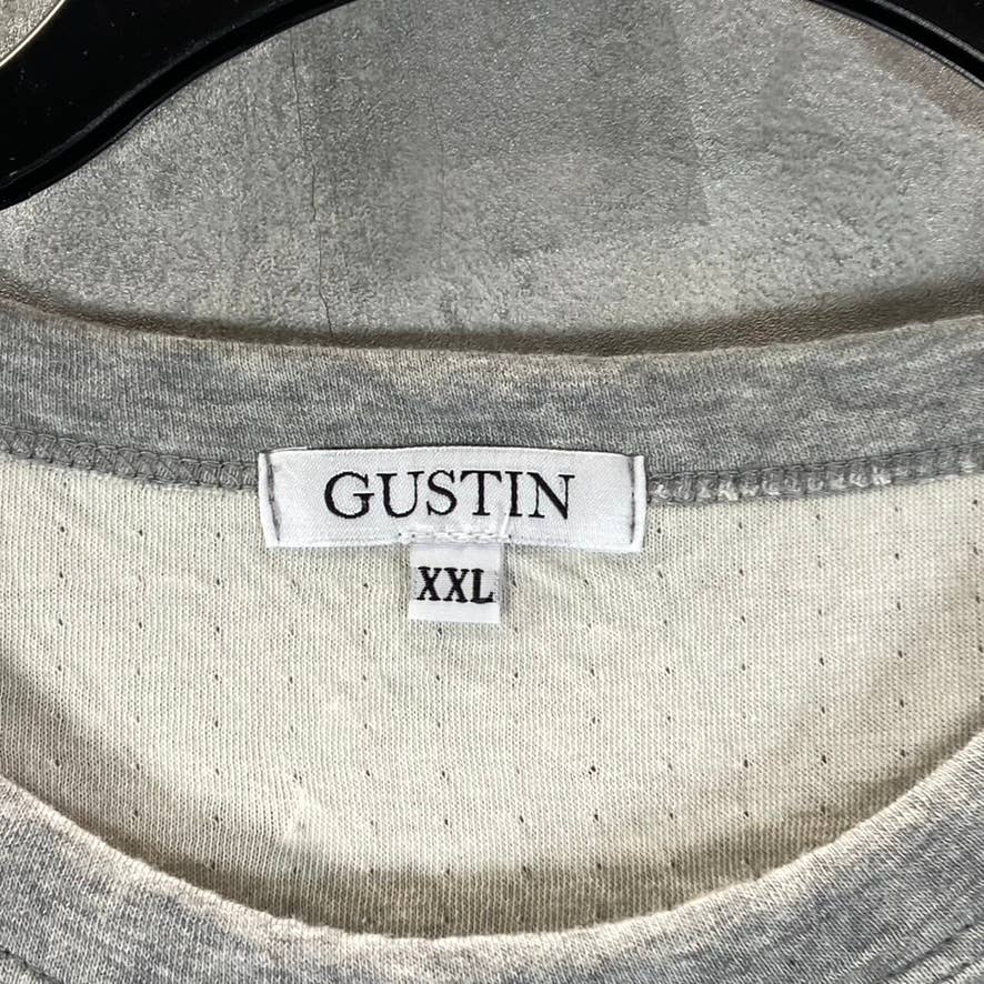 GUSTIN Men's Grey Heather Crewneck Short-Sleeve T-Shirt SZ 2XL