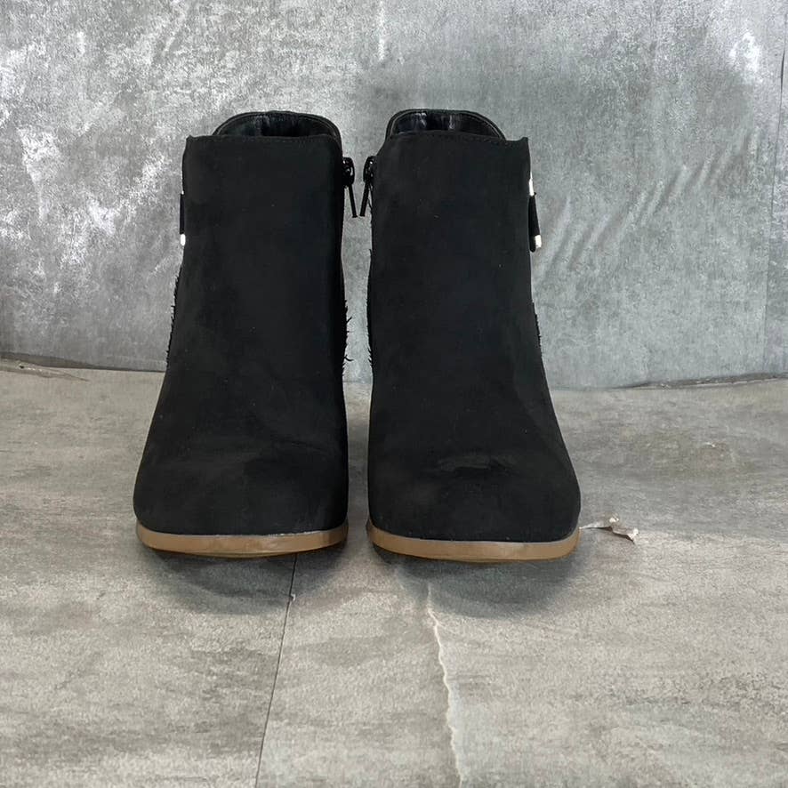 STYLE & CO Women's Black Micro Masrinaa Slip-On Block-Heel Ankle Booties SZ 7.5