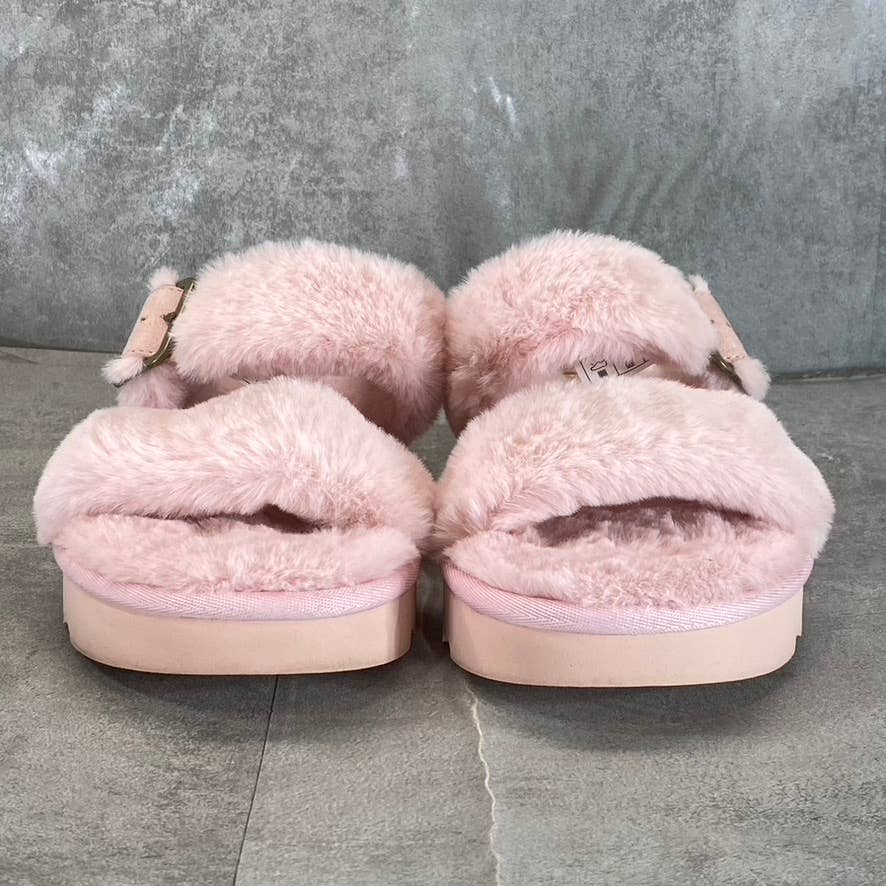 KOOLABURRA By UGG Women's Pale Blush Faux-Fur Furr-Ah Buckle Slide Slippers SZ 8