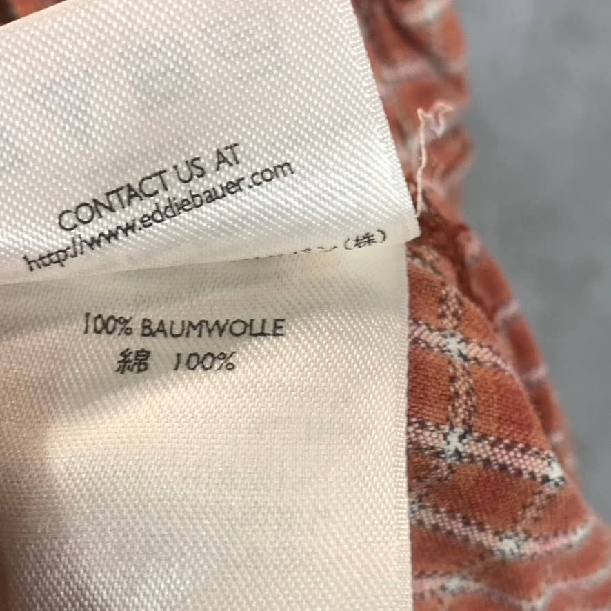 EDDIE BAUER Men's Rust Checkered Button-Up Short-Sleeve Shirt SZ S