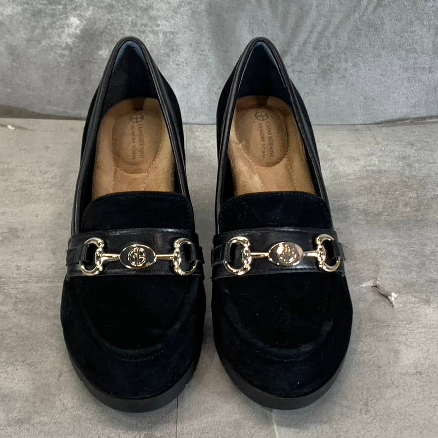 GIANI BERNINI Women's Black Suede Porshaa Round-Toe Loafer Dress Pumps SZ 6.5