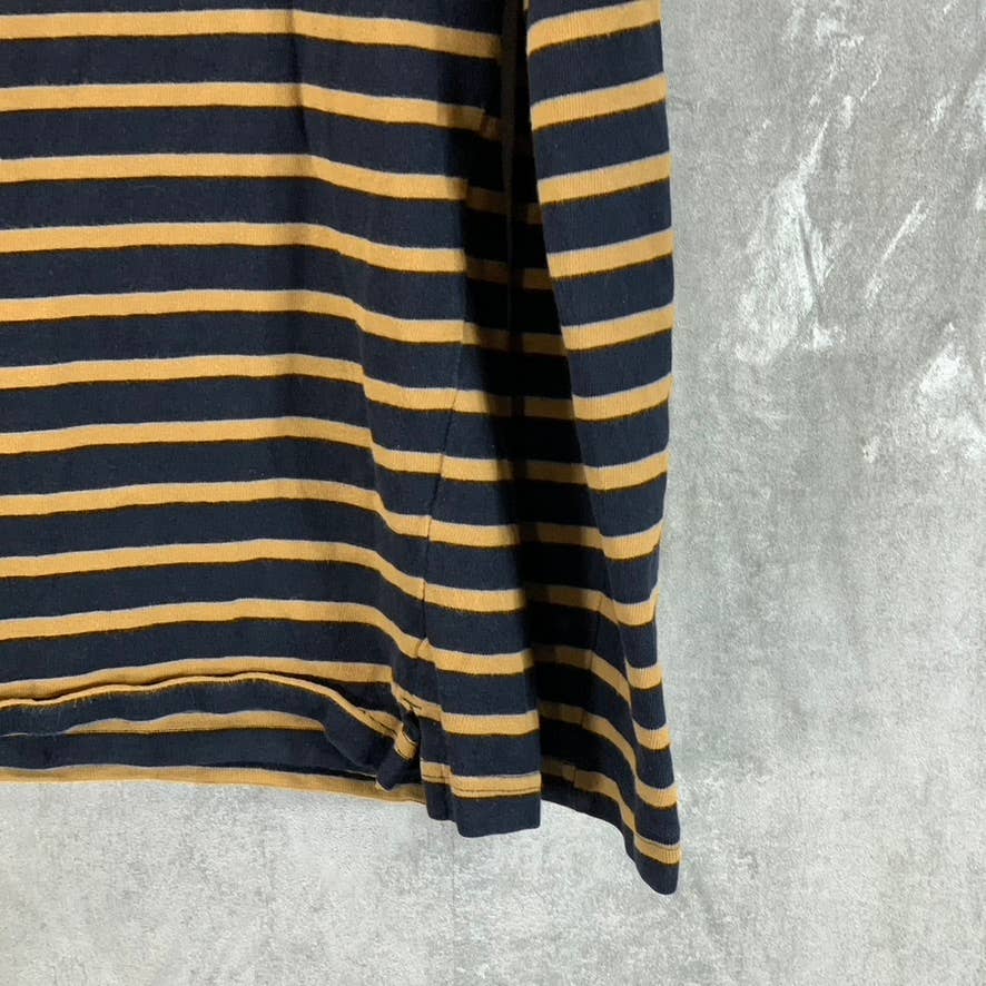 ZARA Men's Yellow/Navy Crewneck Long-Sleeve Pullover Shirt SZ M