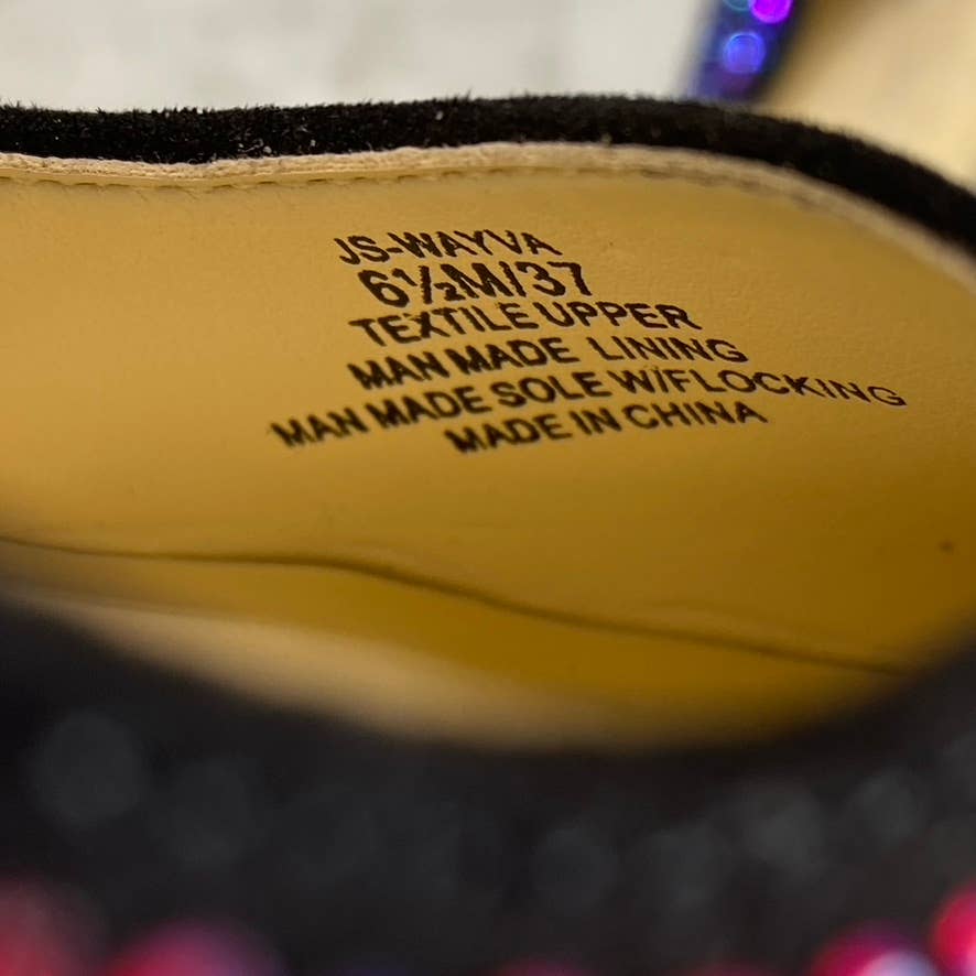 JESSICA SIMPSON Women's Black Amethyst Wayva Rhinestone Pointed-Toe Pumps SZ 6.5