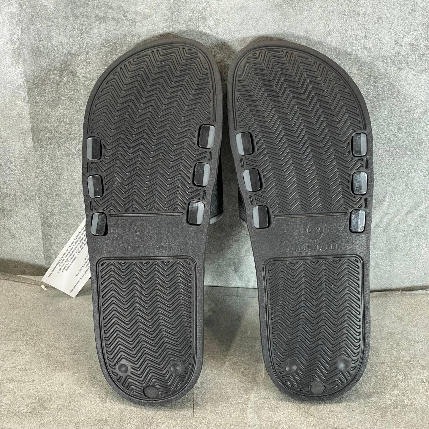 AKADEMIKS Men's Black Faux-Leather Comfort Side Stripe Slide Sandals SZ 9